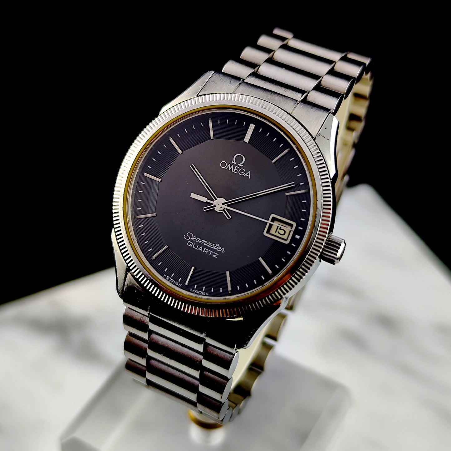OMEGA Seamaster Quartz Black Dial Pie Pan 1978 Super Rare [REF. 196.0232]
