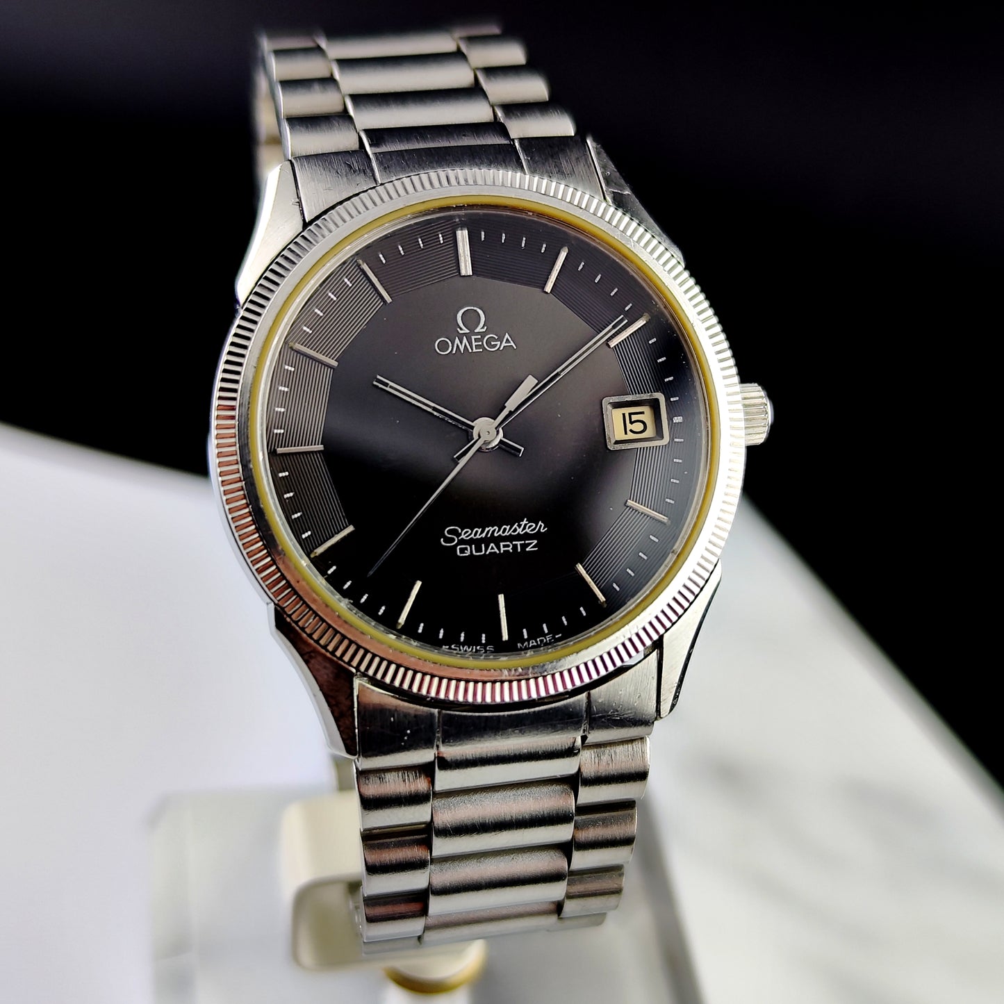 OMEGA Seamaster Quartz Black Dial Pie Pan 1978 Super Rare [REF. 196.0232]