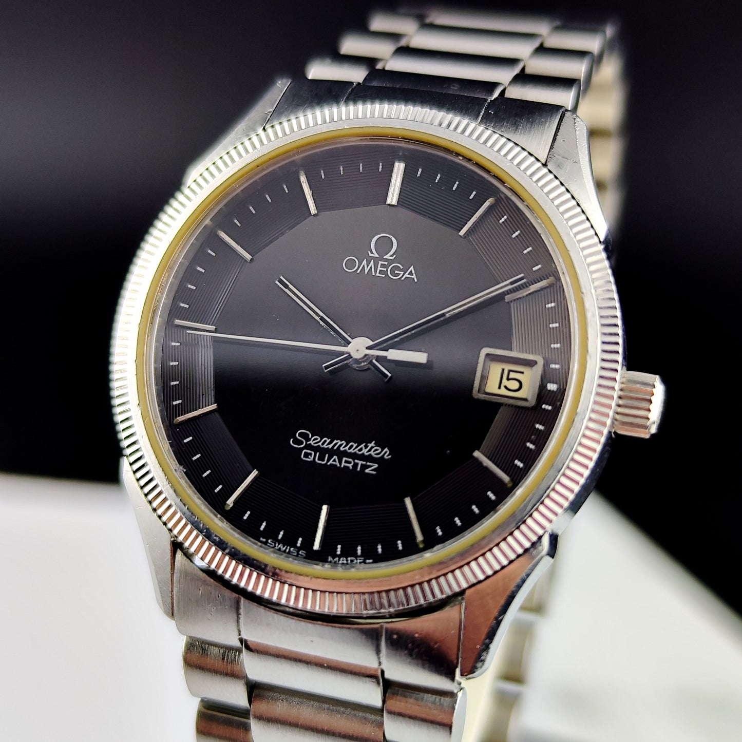 OMEGA Seamaster Quartz Black Dial Pie Pan 1978 Super Rare [REF. 196.0232]