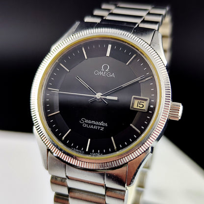 OMEGA Seamaster Quartz Black Dial Pie Pan 1978 Super Rare [REF. 196.0232]