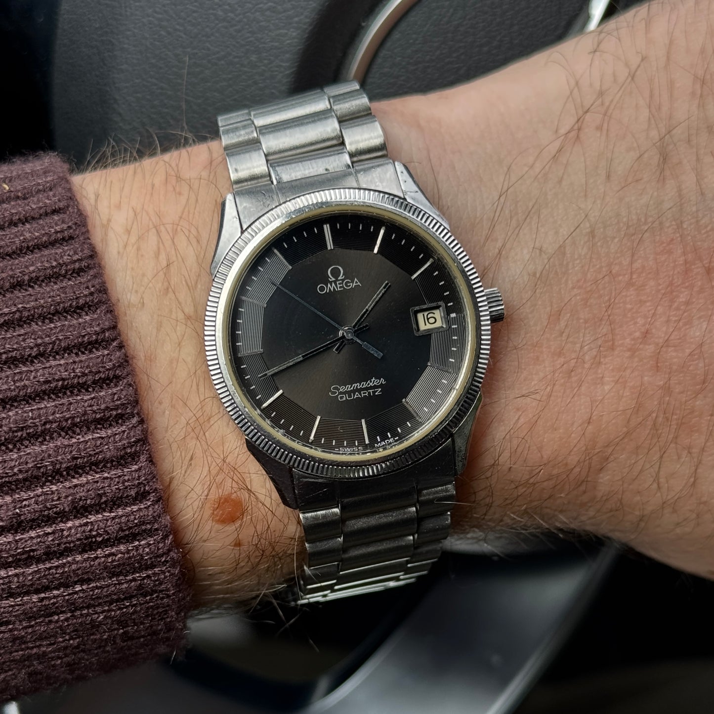 OMEGA Seamaster Quartz Black Dial Pie Pan 1978 Super Rare [REF. 196.0232]
