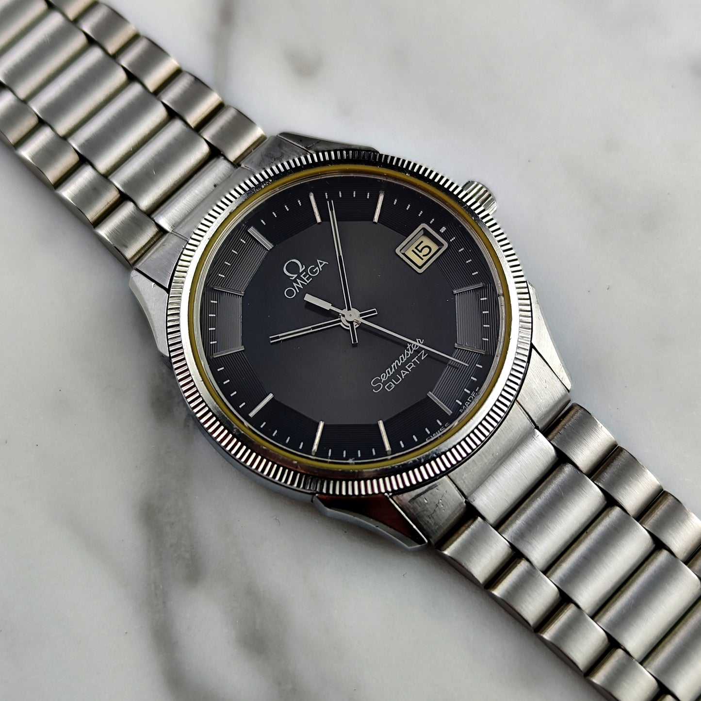 OMEGA Seamaster Quartz Black Dial Pie Pan 1978 Super Rare [REF. 196.0232]