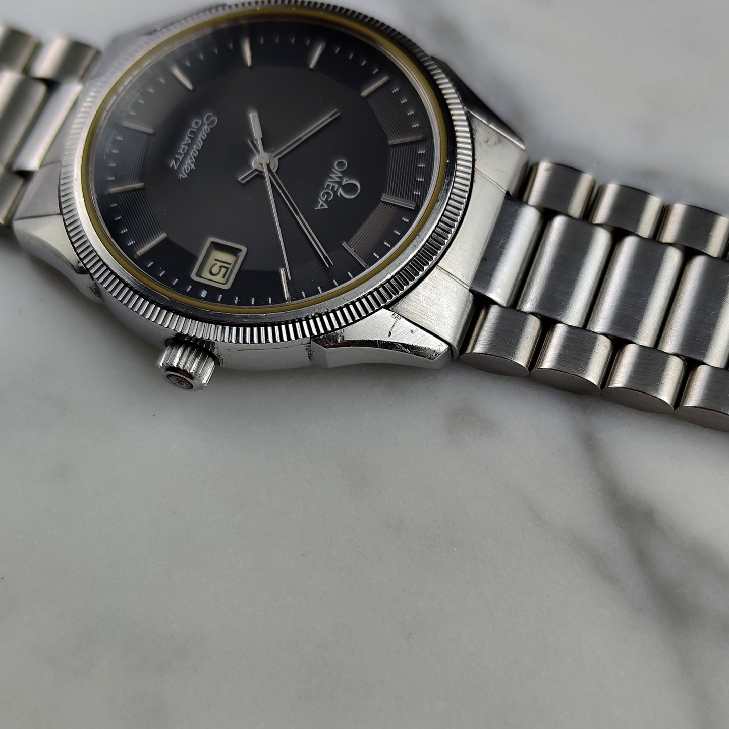 OMEGA Seamaster Quartz Black Dial Pie Pan 1978 Super Rare [REF. 196.0232]