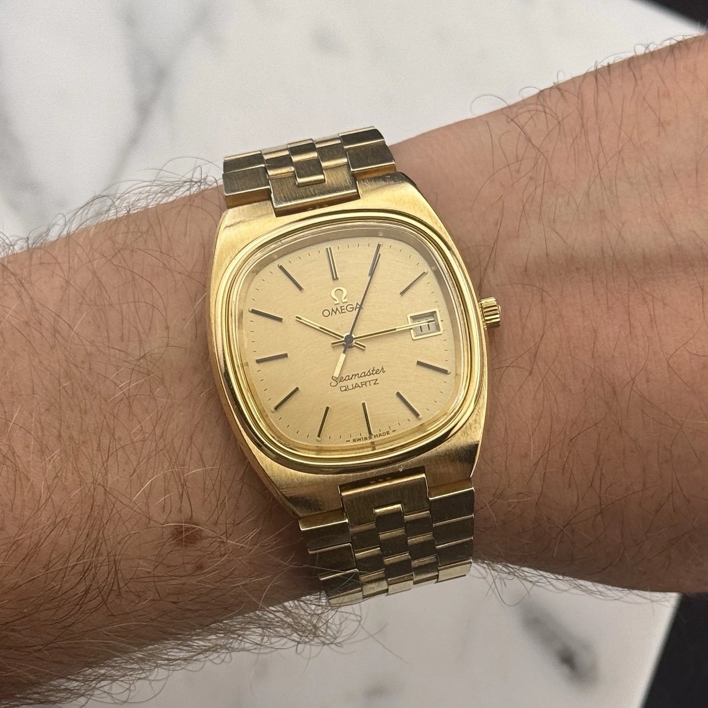 OMEGA Seamaster Quartz Date Gold Rare [REF. 196.0085]