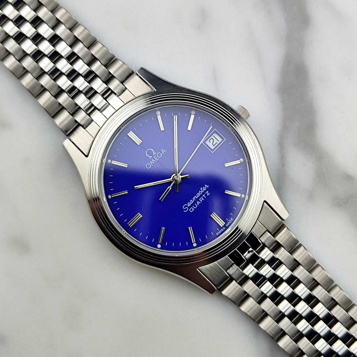 OMEGA Seamaster Quartz Rare Blue Tapestry Dial 1982 [REF. 196.0545]