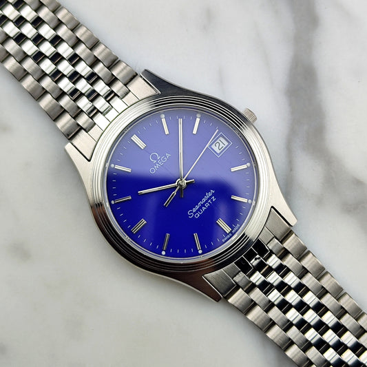 OMEGA Seamaster Quartz Rare Blue Tapestry Dial 1982 [REF. 196.0545]