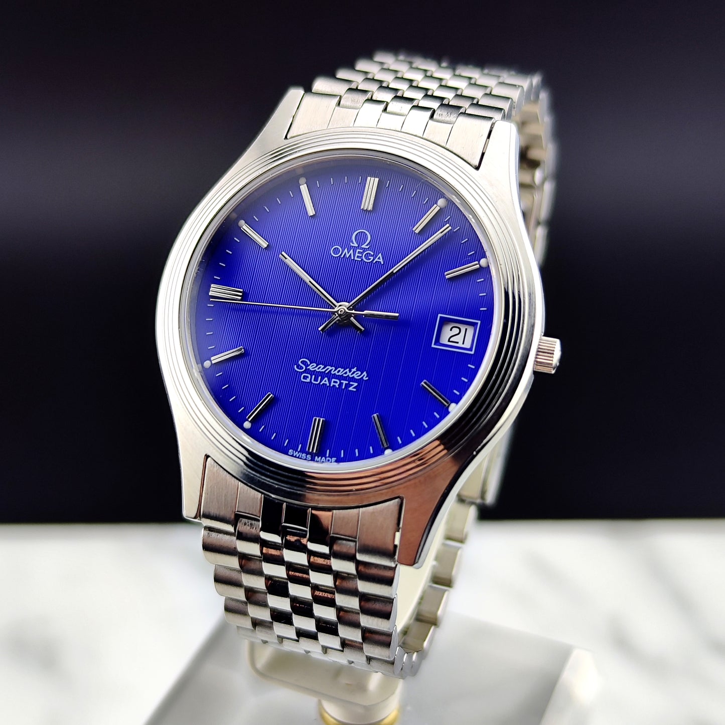 OMEGA Seamaster Quartz Rare Blue Tapestry Dial 1982 [REF. 196.0545]