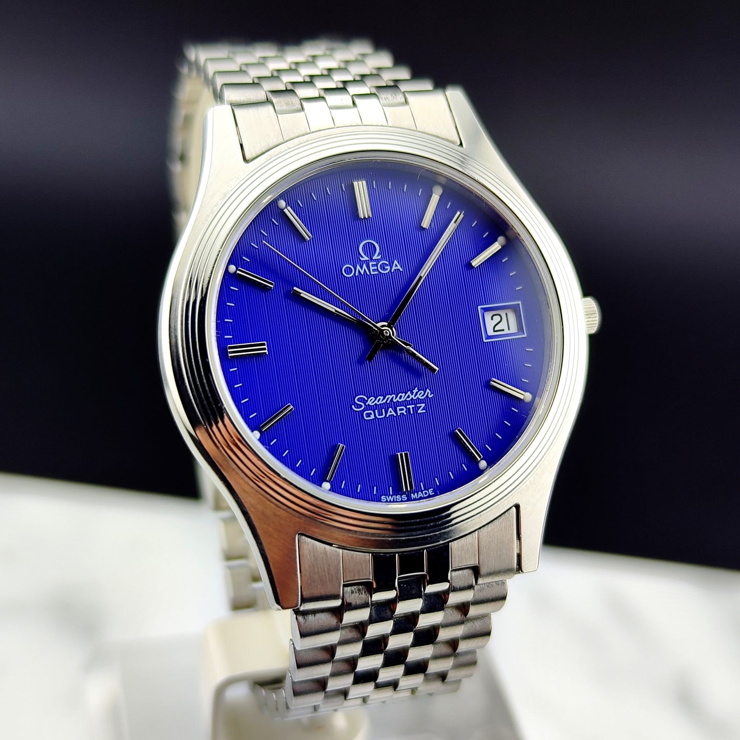 OMEGA Seamaster Quartz Rare Blue Tapestry Dial 1982 [REF. 196.0545]