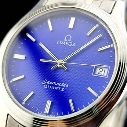 OMEGA Seamaster Quartz Rare Blue Tapestry Dial 1982 [REF. 196.0545]