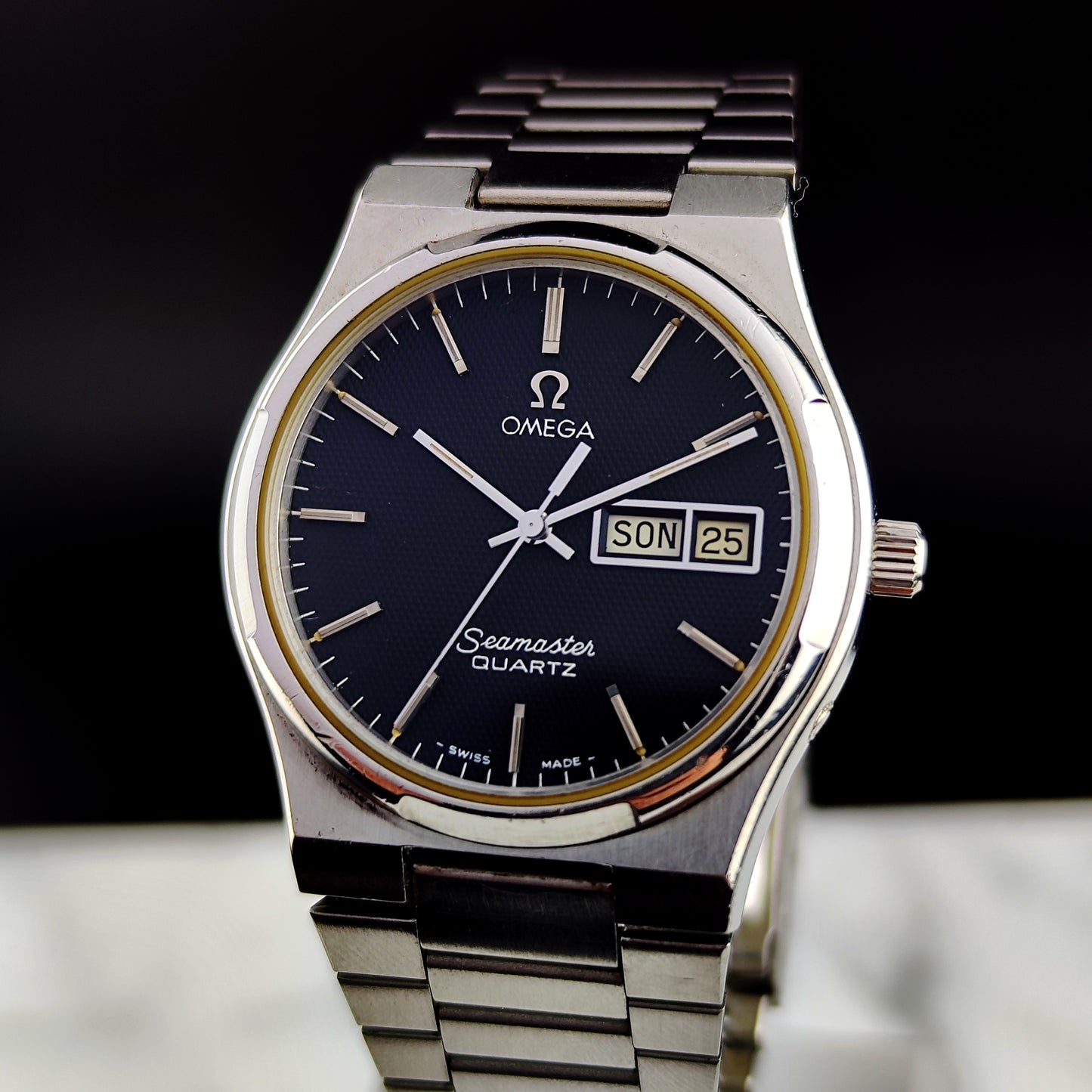 OMEGA Seamaster Quartz Rare German Day-Date Black Dial 1976 [REF. 196.0131]