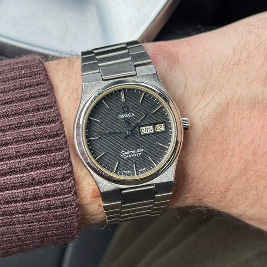 OMEGA Seamaster Quartz Rare German Day-Date Black Dial 1976 [REF. 196.0131]