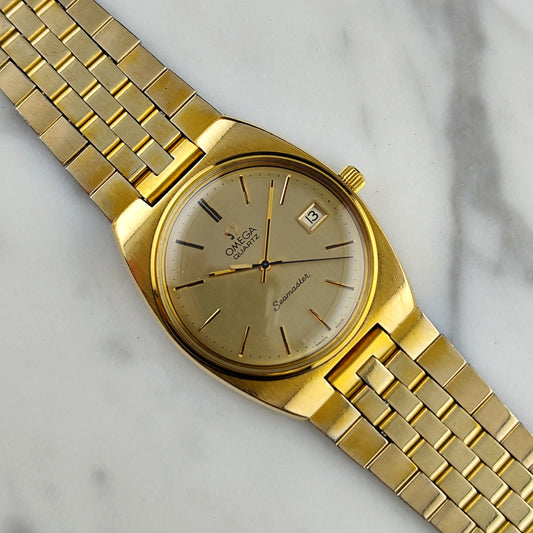 OMEGA Seamaster Quartz Gold Champagner Dial Date 1977 [REF. 196.0083]