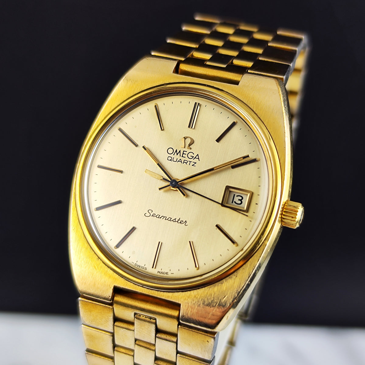 OMEGA Seamaster Quartz Gold Champagner Dial Date 1977 [REF. 196.0083]