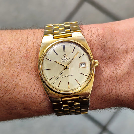 OMEGA Seamaster Quartz Gold Champagner Dial Date 1977 [REF. 196.0083]