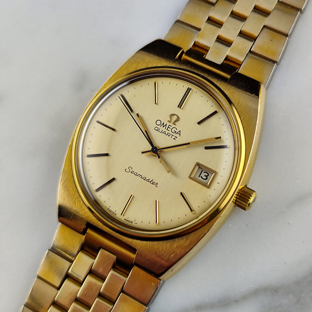 OMEGA Seamaster Quartz Gold Champagner Dial Date 1977 [REF. 196.0083]