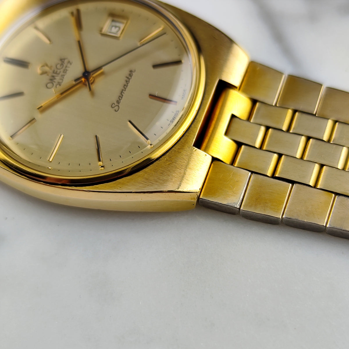 OMEGA Seamaster Quartz Gold Champagner Dial Date 1977 [REF. 196.0083]