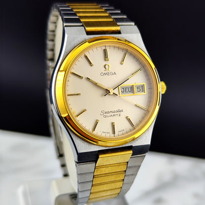 OMEGA Seamaster Quartz Two-Tone France Day-Date 1976 Super Rare [REF. 196.0131]