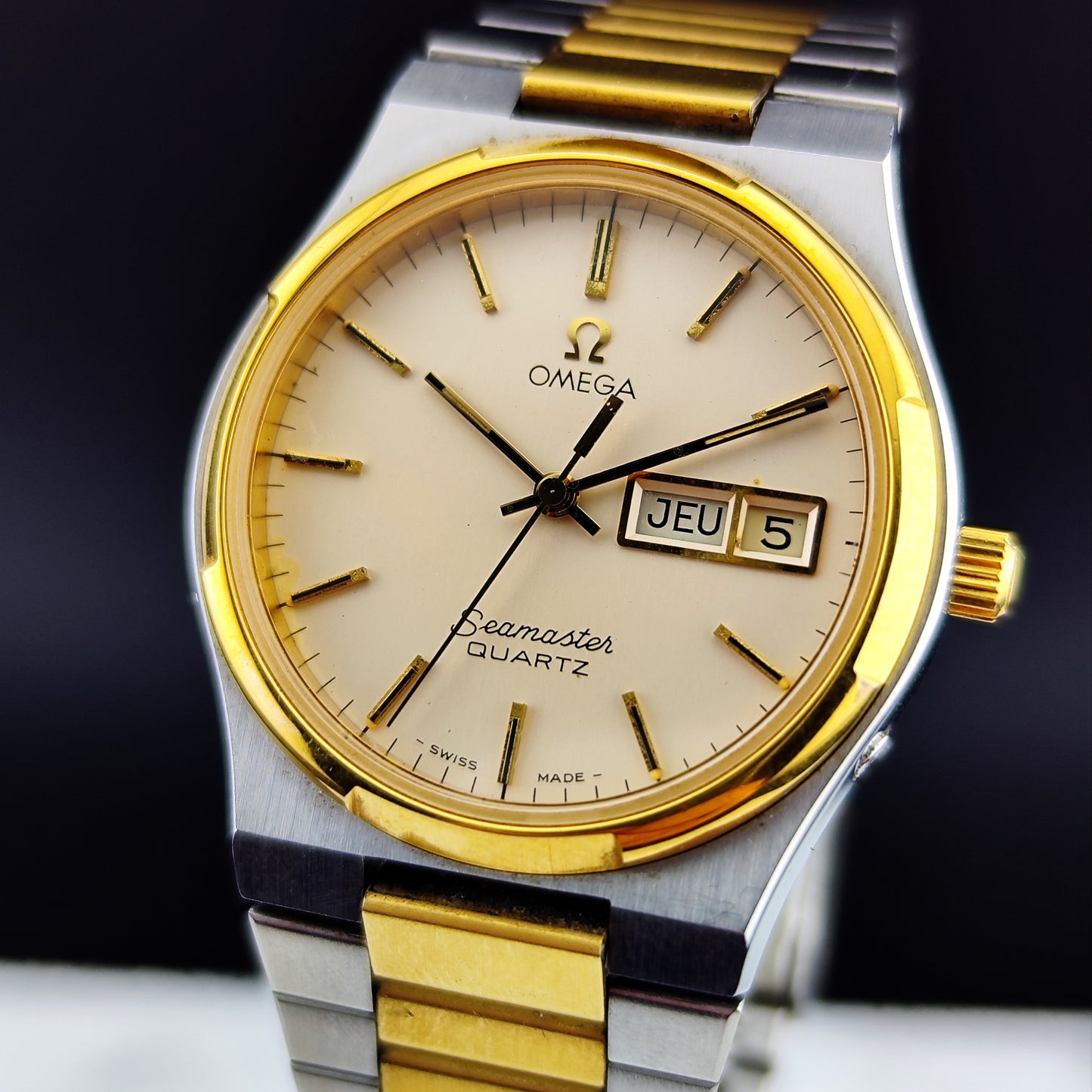 OMEGA Seamaster Quartz Two-Tone France Day-Date 1976 Super Rare [REF. 196.0131]