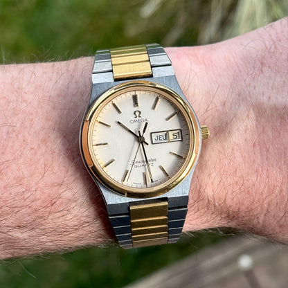 OMEGA Seamaster Quartz Two-Tone France Day-Date 1976 Super Rare [REF. 196.0131]