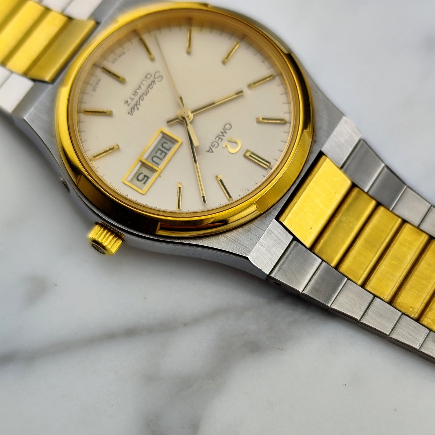 OMEGA Seamaster Quartz Two-Tone France Day-Date 1976 Super Rare [REF. 196.0131]