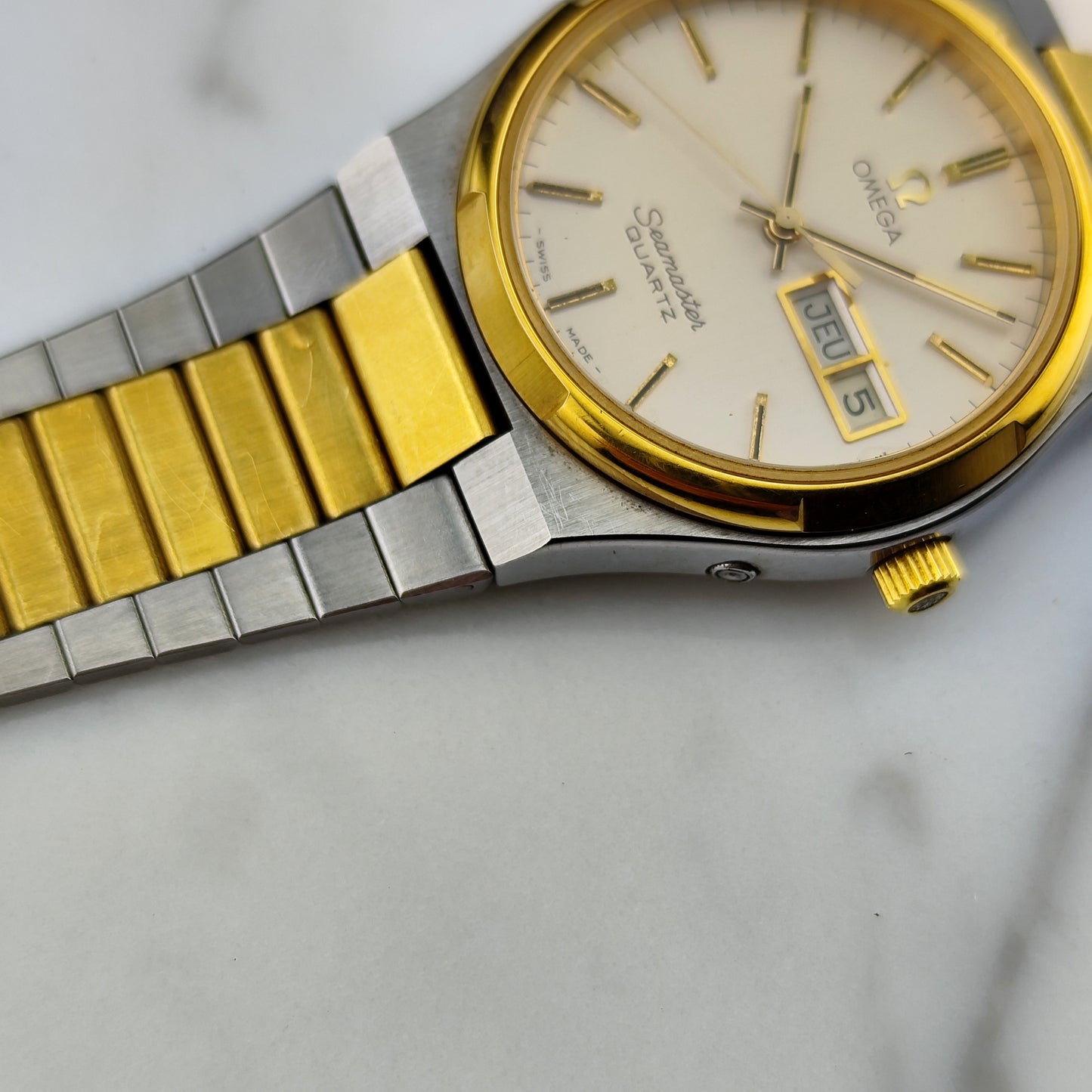 OMEGA Seamaster Quartz Two-Tone France Day-Date 1976 Super Rare [REF. 196.0131]