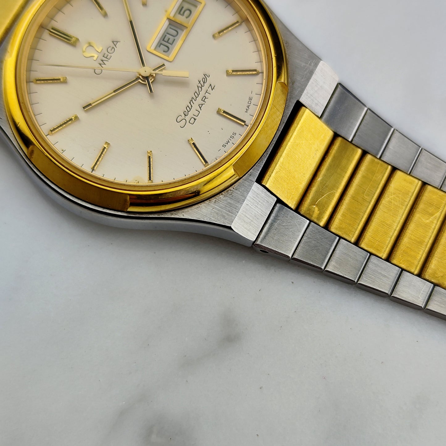 OMEGA Seamaster Quartz Two-Tone France Day-Date 1976 Super Rare [REF. 196.0131]