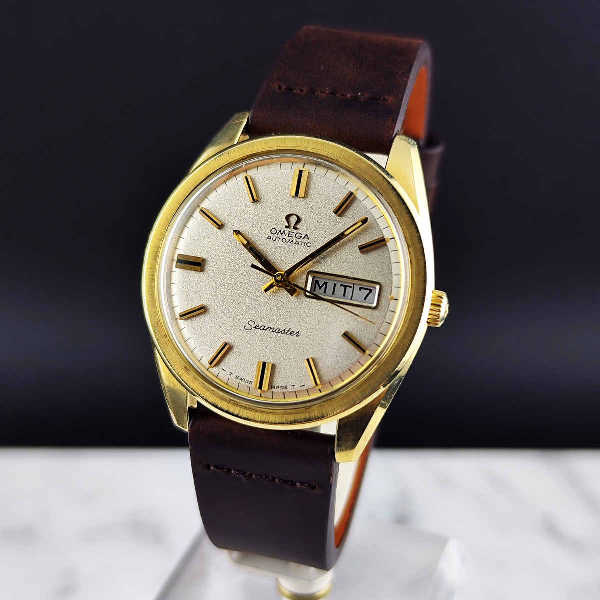 Omega Seamaster Gold White Sparkling Dial German Day-Date 1969 Serviced 09/2026 [REF. 168.032]