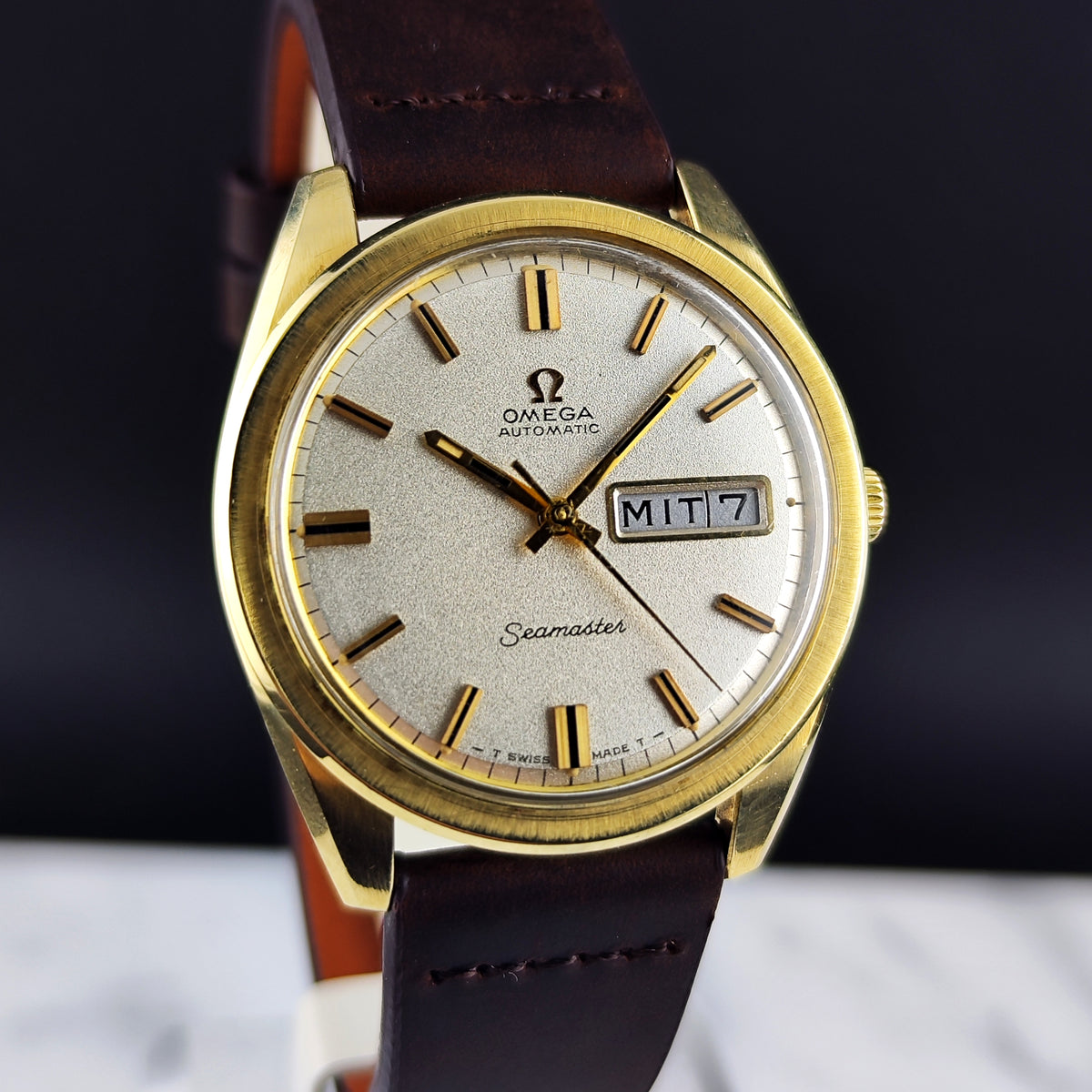 Omega Seamaster Gold White Sparkling Dial German Day-Date 1969 Serviced 09/2026 [REF. 168.032]