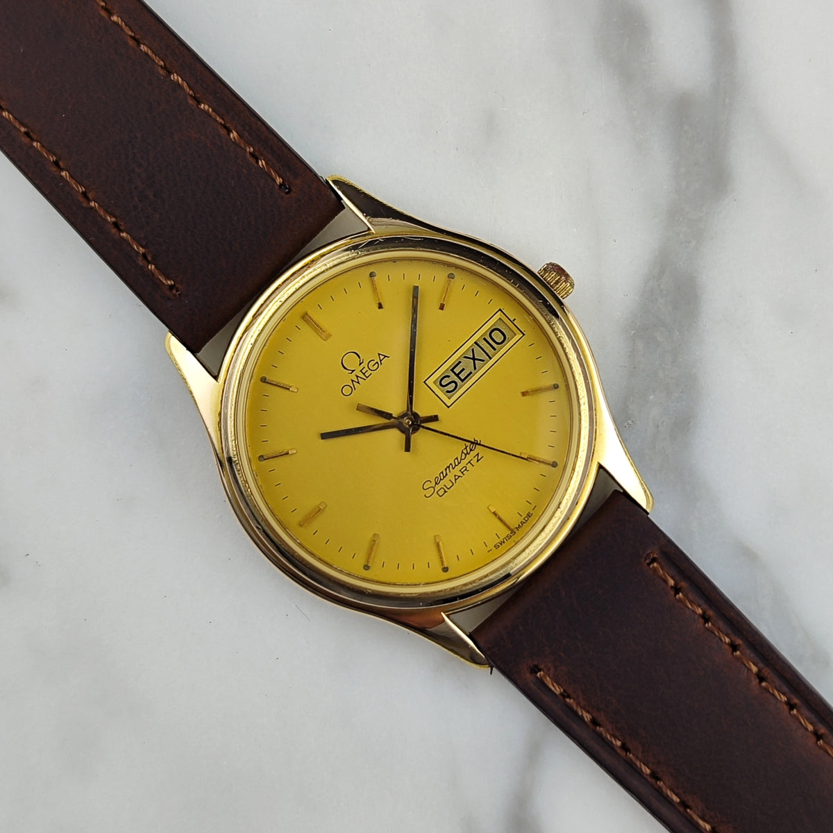 OMEGA Seamaster Gold Quartz Portuguese Day-Date 1984 Fullset [REF. 196.0268]