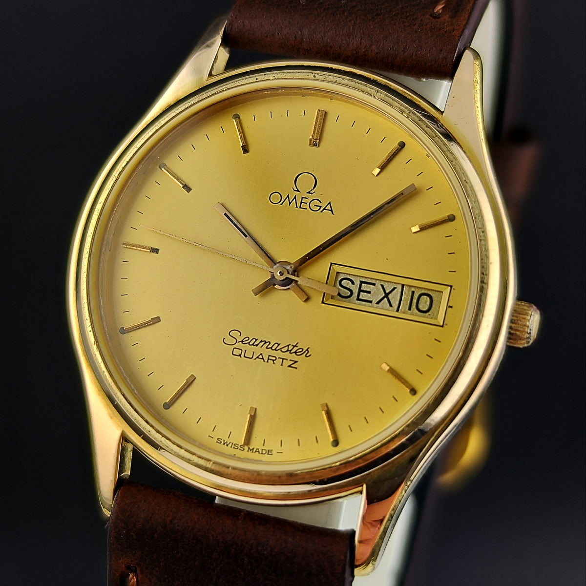 OMEGA Seamaster Gold Quartz Portuguese Day-Date 1984 Fullset [REF. 196.0268]
