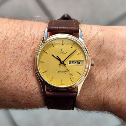 OMEGA Seamaster Gold Quartz Portuguese Day-Date 1984 Fullset [REF. 196.0268]