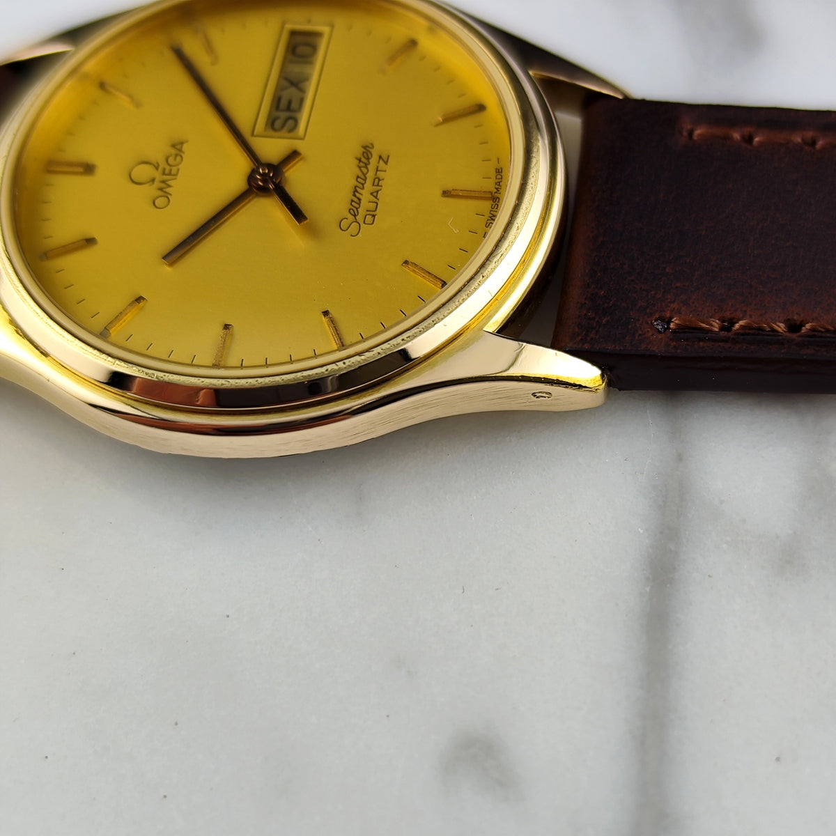 OMEGA Seamaster Gold Quartz Portuguese Day-Date 1984 Fullset [REF. 196.0268]