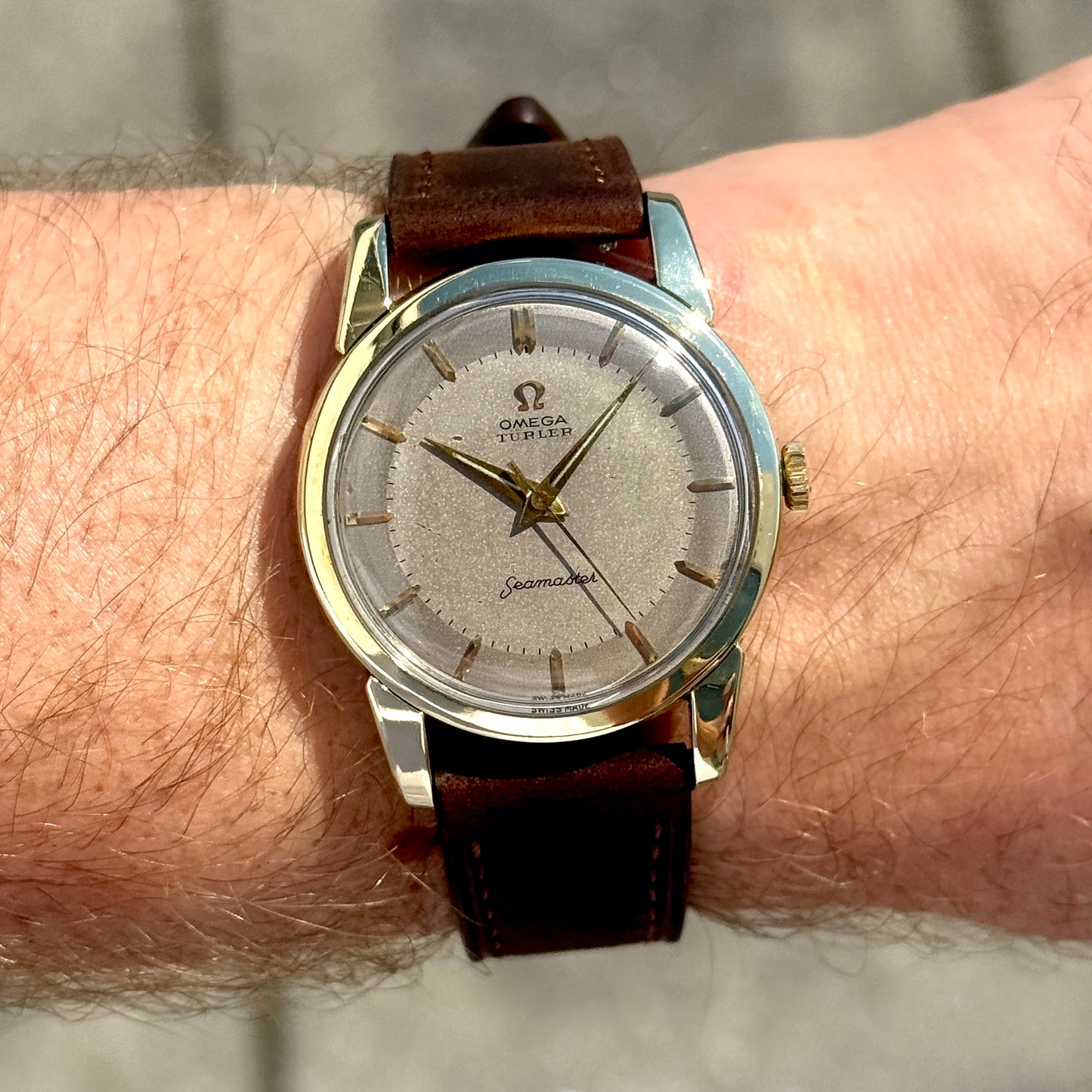 Omega Seamaster Türler Gold White Grey Dial Rare 1956 [REF. 2759]