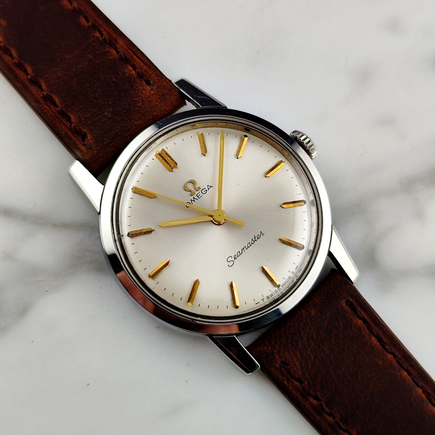 OMEGA Seamaster White Dial Gold Mint 1964 with Box [REF. 135.005]