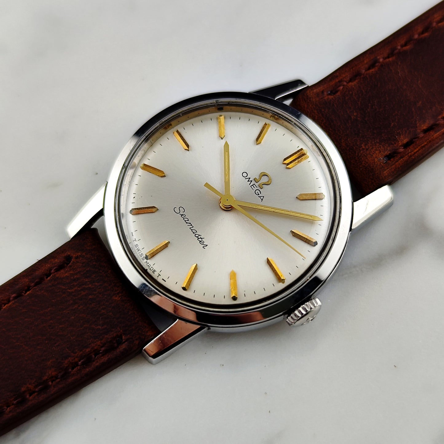 OMEGA Seamaster White Dial Gold Mint 1964 with Box [REF. 135.005]