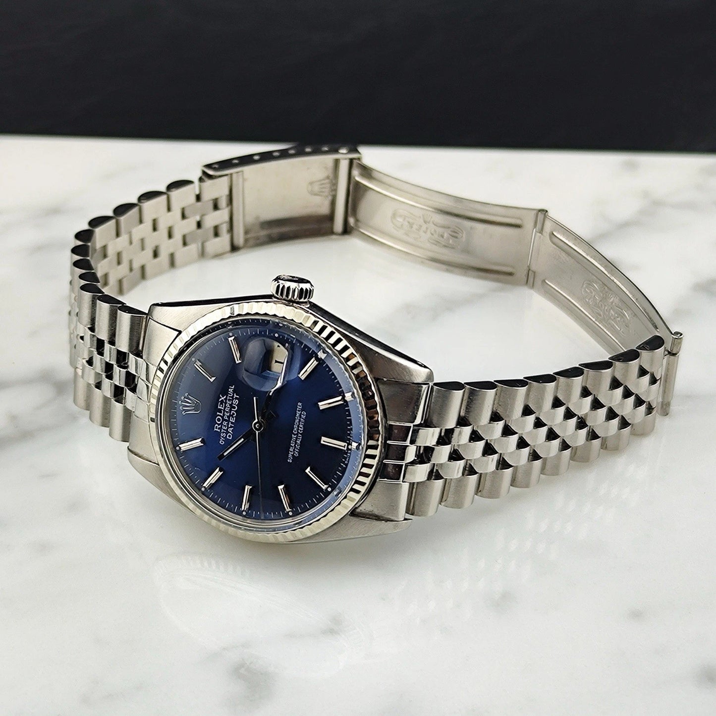 ROLEX Datejust 36 Blue Dial 18ct White-gold Bezel with Original Box [REF. 16014]
