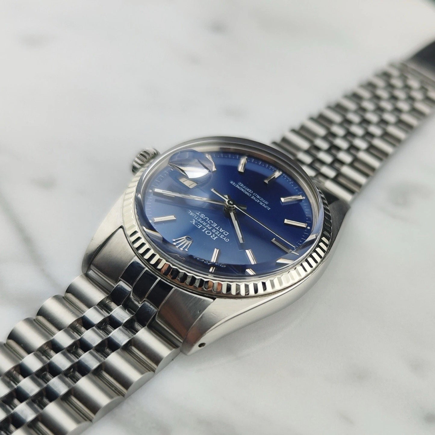 ROLEX Datejust 36 Blue Dial 18ct White-gold Bezel with Original Box [REF. 16014]