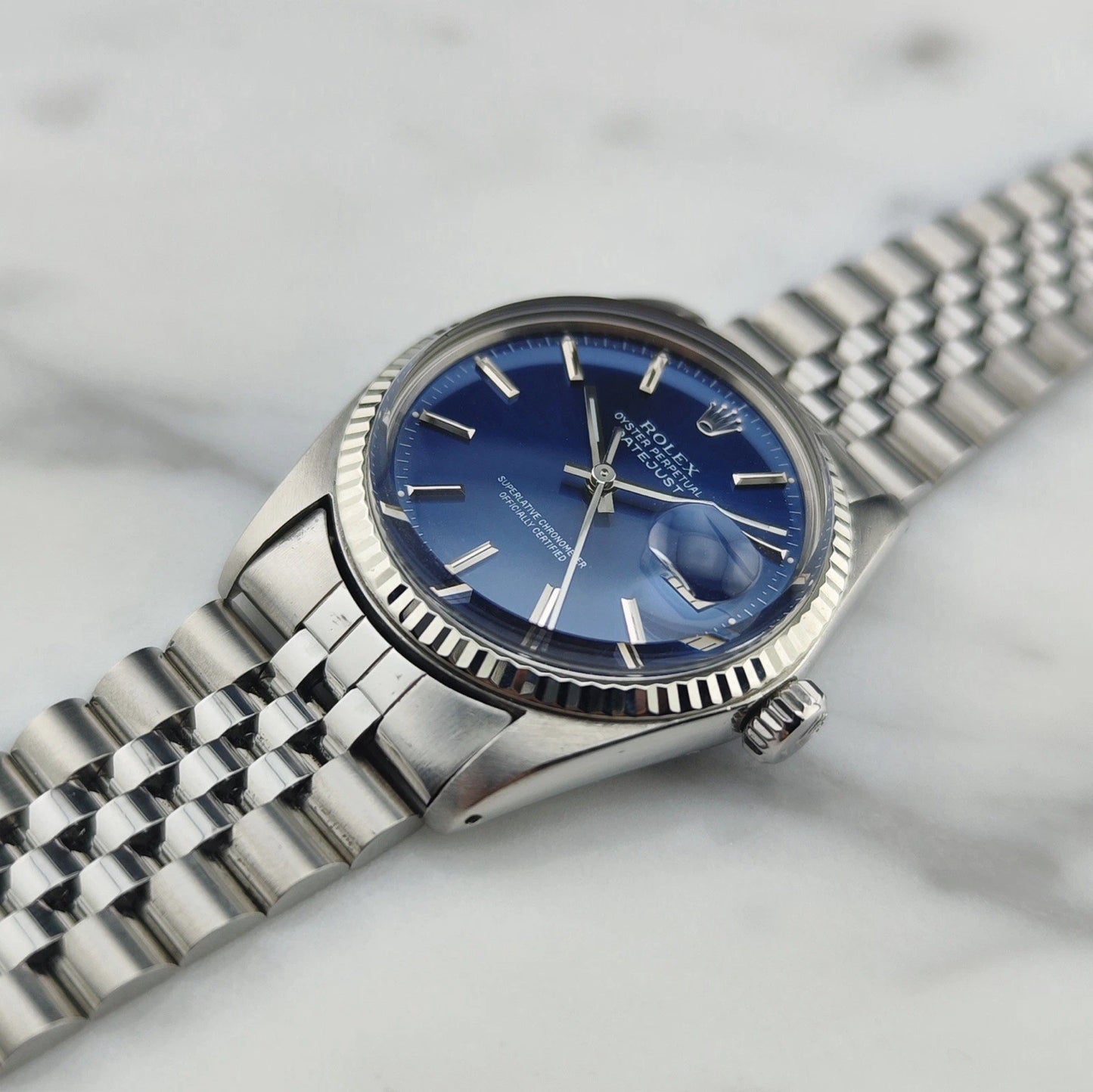 ROLEX Datejust 36 Blue Dial 18ct White-gold Bezel with Original Box [REF. 16014]