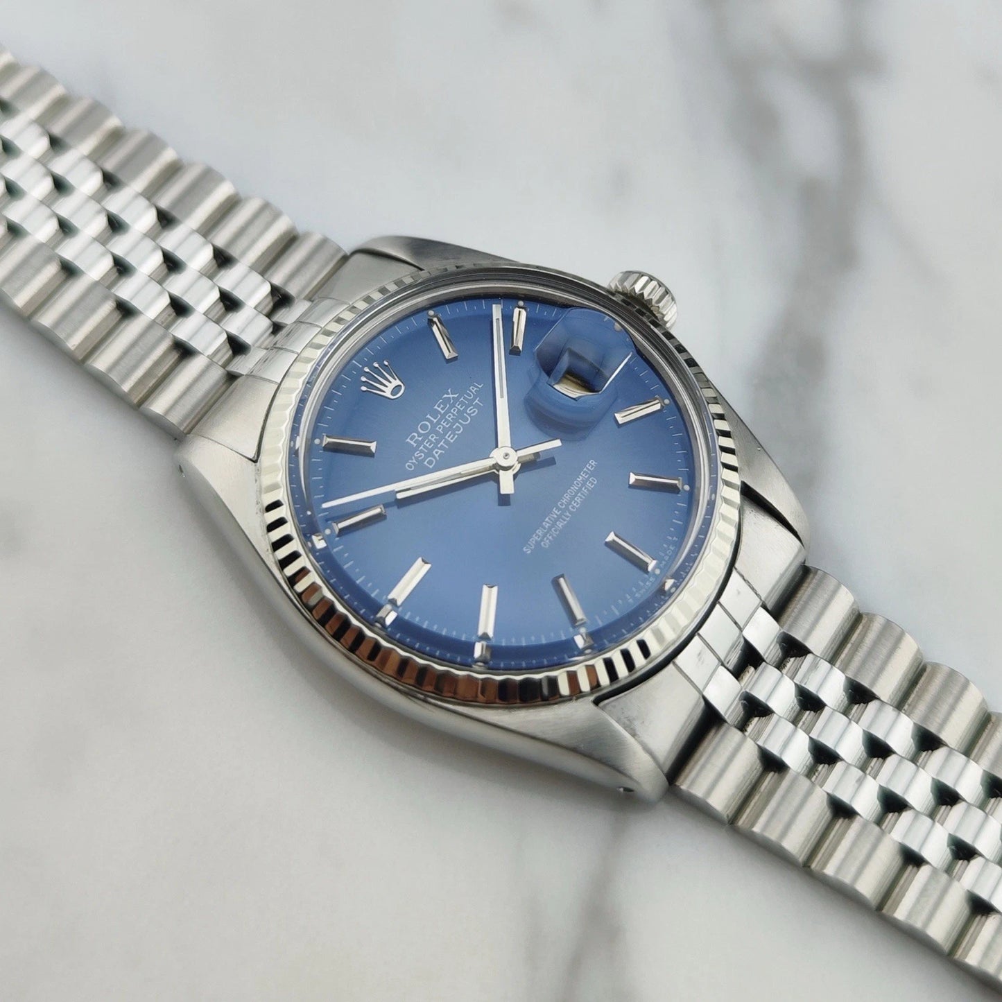 ROLEX Datejust 36 Blue Dial 18ct White-gold Bezel with Original Box [REF. 16014]