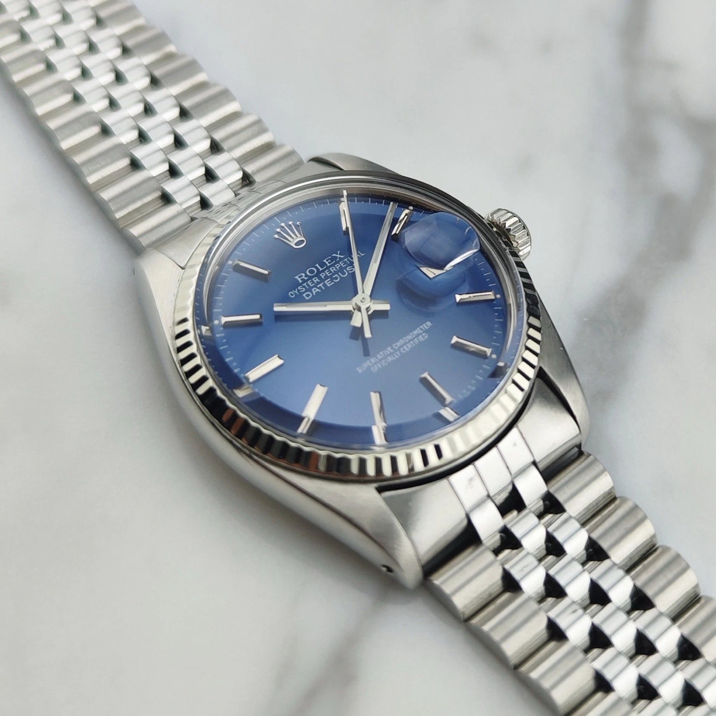 ROLEX Datejust 36 Blue Dial 18ct White-gold Bezel with Original Box [REF. 16014]