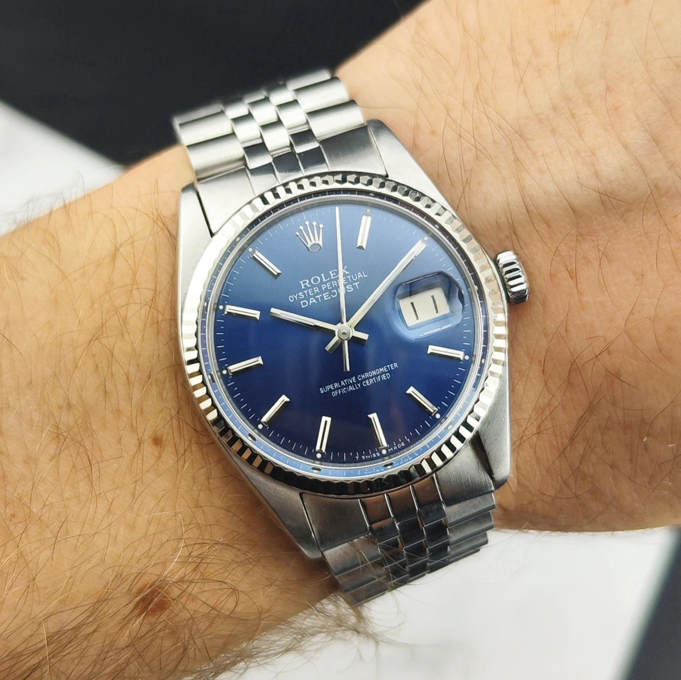 ROLEX Datejust 36 Blue Dial 18ct White-gold Bezel with Original Box [REF. 16014]