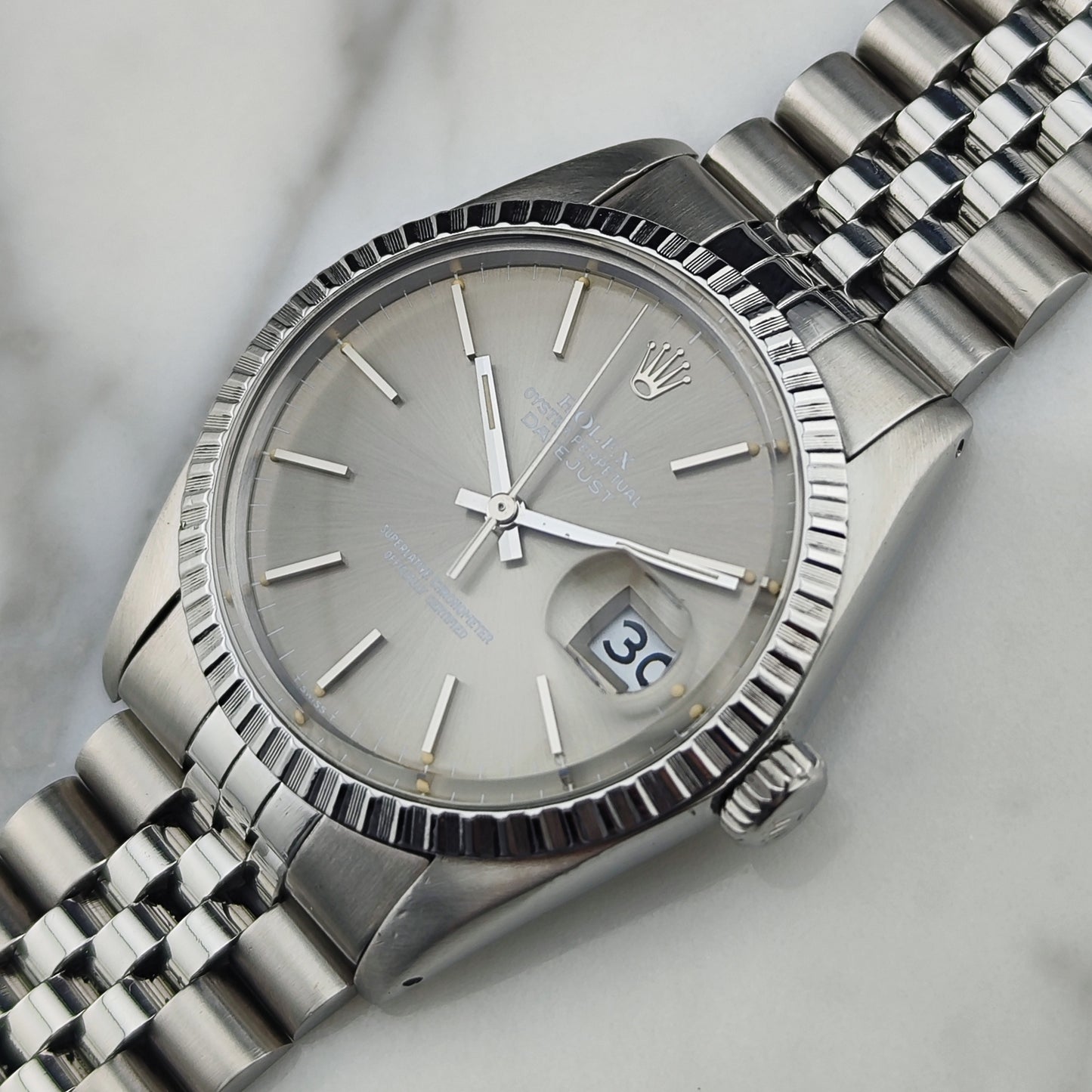 ROLEX Datejust 36 Grey Dial Jubilee Good Condition Stretch Service [REF. 16030]
