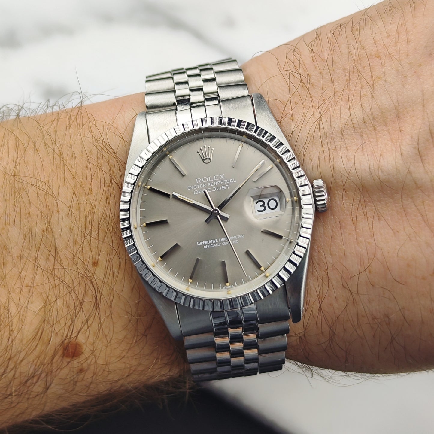ROLEX Datejust 36 Grey Dial Jubilee Good Condition Stretch Service [REF. 16030]
