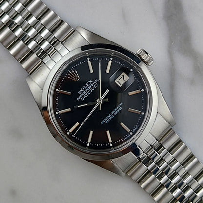Rolex Datejust 36 Black Dial 1980 Serviced 10/2026 – Vorderansicht Zifferblatt mit Datum