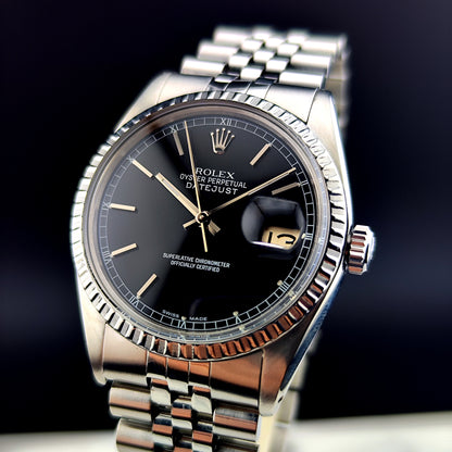 ROLEX Datejust 36 Black Dial Mint+ Box and Papers Serviced 12/2025 [REF. 16030]