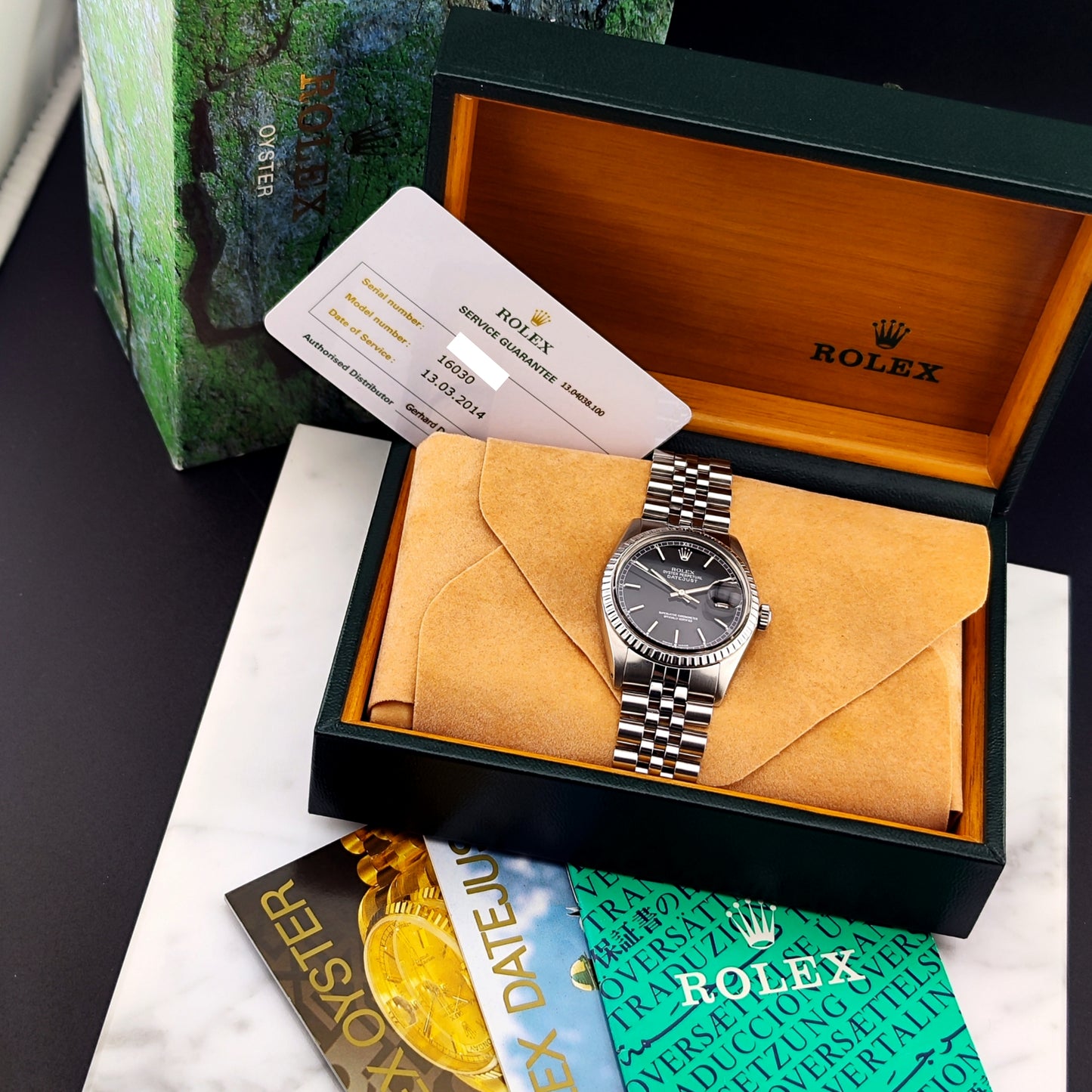 ROLEX Datejust 36 Black Dial Mint+ Box and Papers Serviced 12/2025 [REF. 16030]