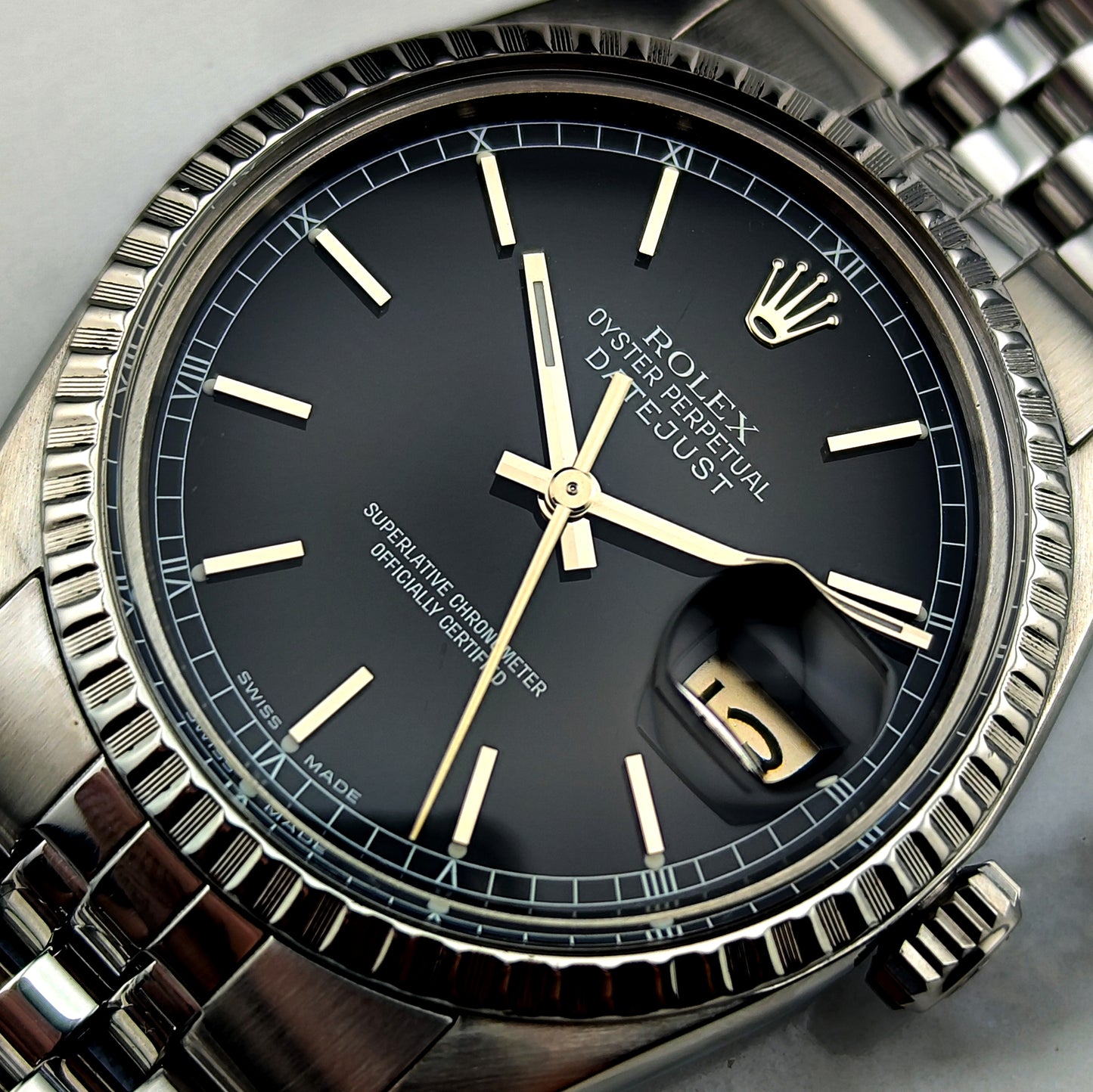 ROLEX Datejust 36 Black Dial Mint+ Box and Papers Serviced 12/2025 [REF. 16030]