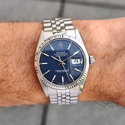 Rolex Datejust 36 Blue Dial 1973 18ct Bezel | Serviced 07/2026 [REF. 1601]