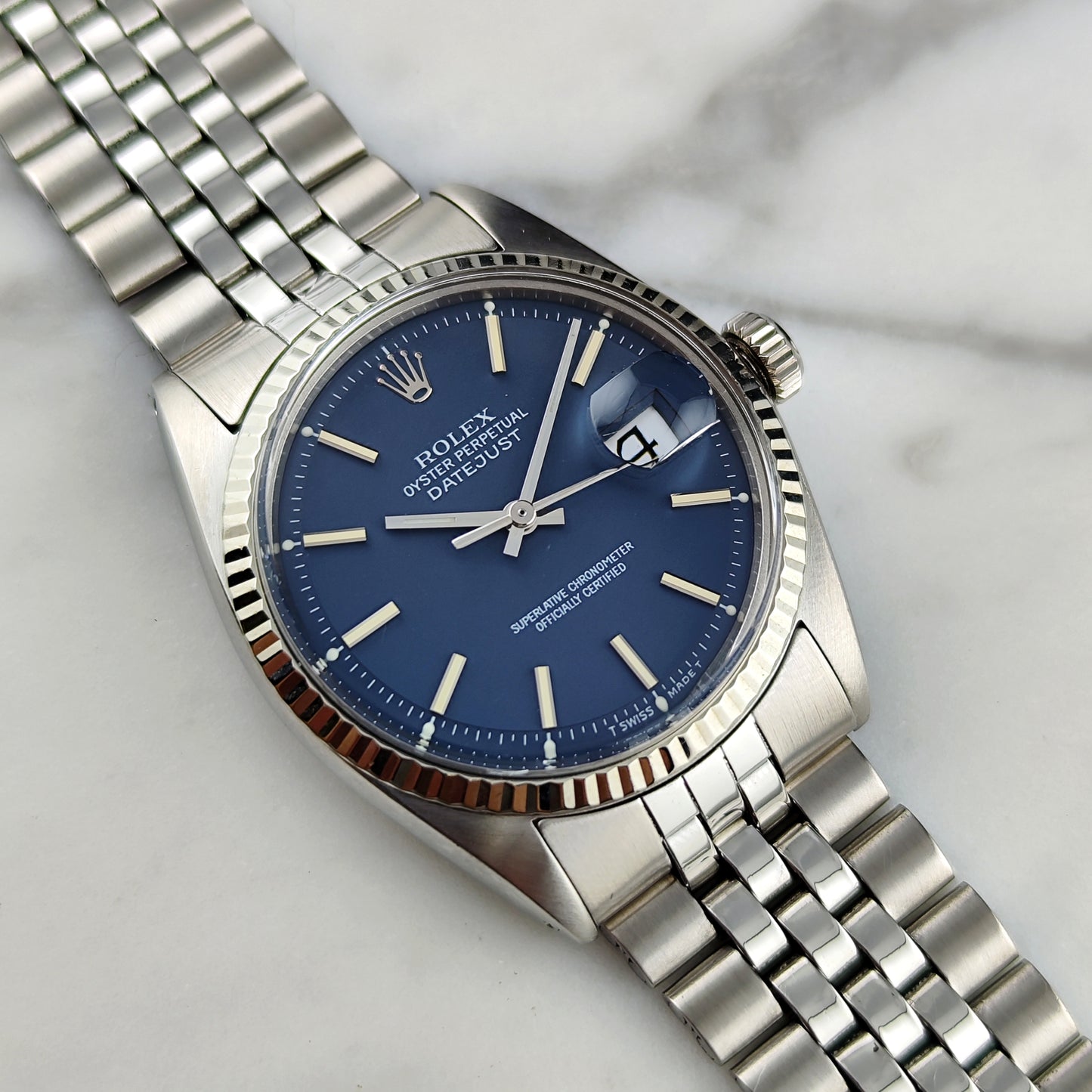 Rolex Datejust 36 Blue Dial 1973 18ct Bezel | Serviced 07/2026 [REF. 1601]