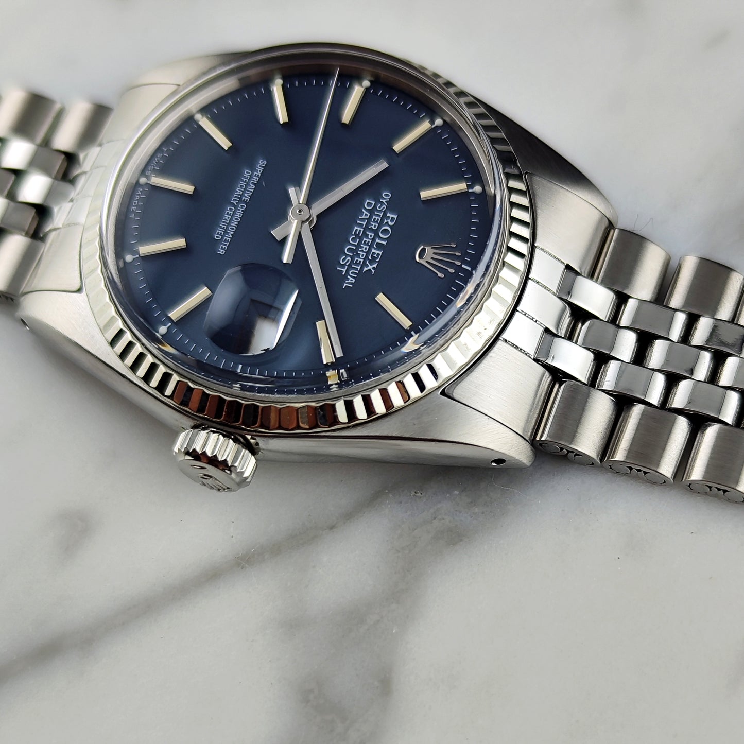 Rolex Datejust 36 Blue Dial 1973 18ct Bezel | Serviced 07/2026 [REF. 1601]